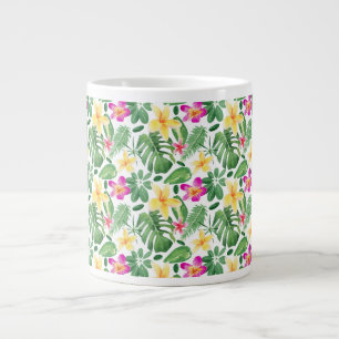 Grande Tasse Élégant Café Floral aux Pavots Aquarelle Botanique