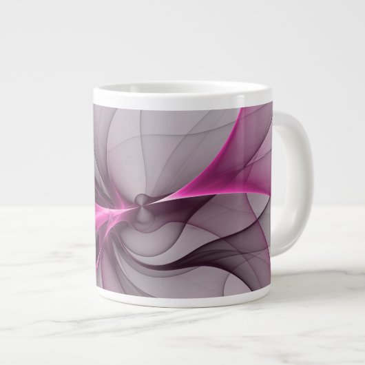 Grande Tasse Elégant Chaos Moderne Abstrait rose Fractal Art (Devant droit)