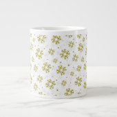 Grande Tasse Elegant Gold Snowflake Winter Pattern (Devant)