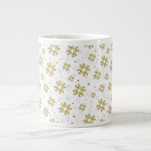 Grande Tasse Elegant Gold Snowflake Winter Pattern (Devant)