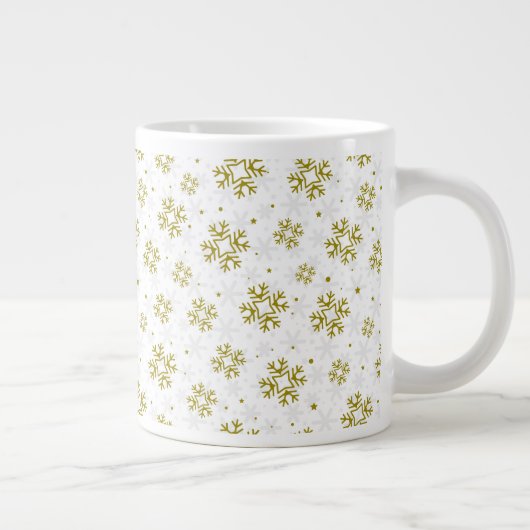 Grande Tasse Elegant Gold Snowflake Winter Pattern (Droite)