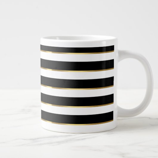 Grande Tasse Elégant Grille Noir Blanc (Droite)