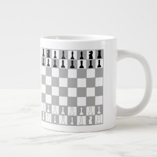 GRANDE TASSE ÉLÉGANT JEU D'ÉCHECS NOIR ET BLANC