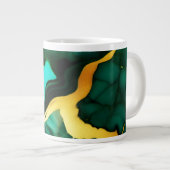 Grande Tasse Elégant marbre Faux jaune doré vert foncé (Devant droit)