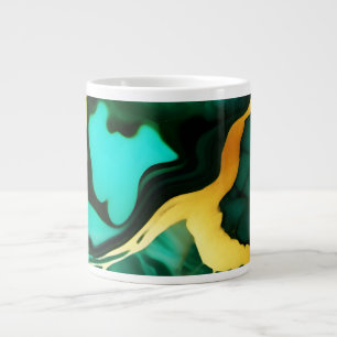 Grande Tasse Elégant marbre Faux jaune doré vert foncé