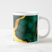 Grande Tasse Elégant marbre Faux jaune doré vert foncé (Droite)