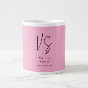 Grande Tasse Élégant Monogramme Professionnel Rose clair