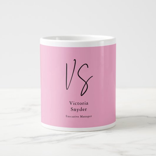 Grande Tasse Élégant Monogramme Professionnel Rose clair (Devant)