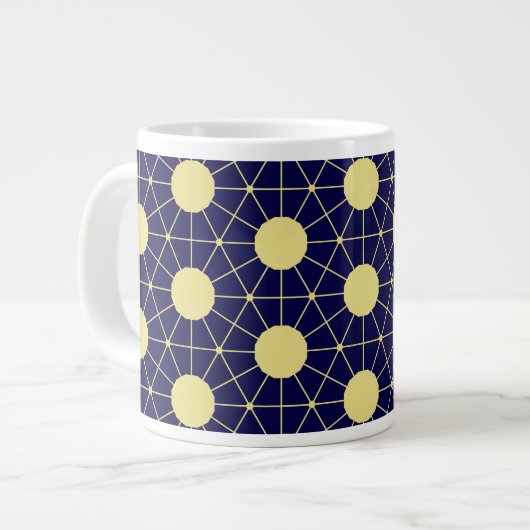 Grande Tasse Elegant Navy and Gold Geometric Tile Pattern (Devant gauche)