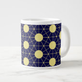 Grande Tasse Elegant Navy and Gold Geometric Tile Pattern (Devant droit)