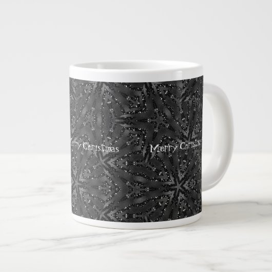 Grande Tasse Elégant Noir brillant Joyeux Noël Personnalisable (Devant droit)