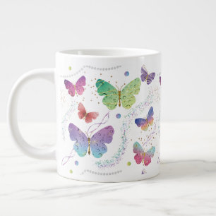 Grande Tasse Élégant Papillons violets et bleus brillants
