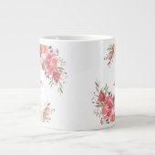 Grande Tasse Élégant Pastel rose Pêche Rose Nom floral (Devant)