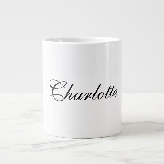 Grande Tasse Élégant Professionnel Ajouter un nom Noir clair Bl (Devant)