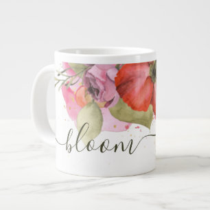 Grande Tasse Élégante florale rose et rouge "Fleur"