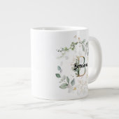 Grande Tasse Élégante verdure Monogramme de couronne initiale " (Devant droit)