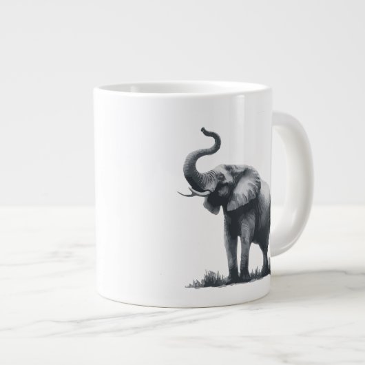 Grande Tasse Eléphant majestueux avec tronc élevé (Devant droit)