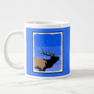 Grande Tasse Elk bouillonnant en hiver - Art original de la fau