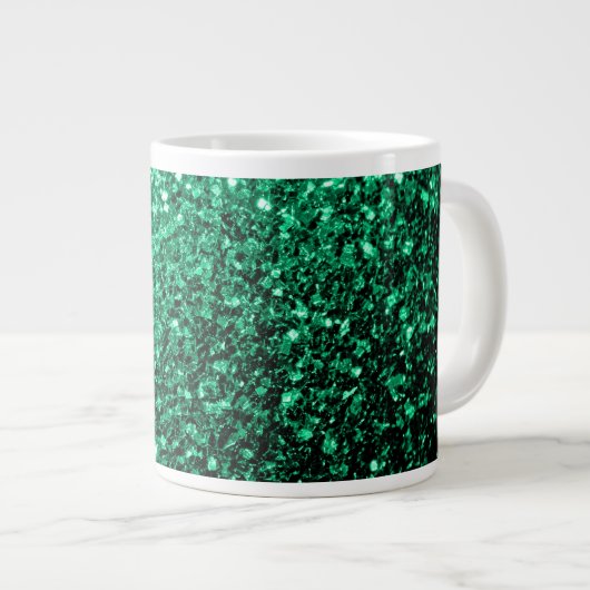 Grande Tasse Émeraude de parties scintillant verte (Devant droit)