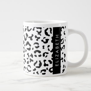 Grande Tasse Empreinte de léopard, Spots, Noir Et Blanc, Votre