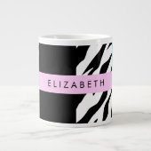 Grande Tasse Empreinte de léopard, Zebra Print, Bleu, Votre nom (Devant)