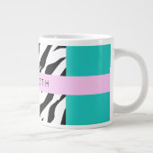 Grande Tasse Empreinte de léopard, Zebra Print, Bleu, Votre nom (Droite)