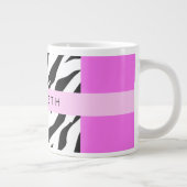 Grande Tasse Empreinte de léopard, Zebra Print, Rose, Votre nom (Droite)