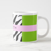 Grande Tasse Empreinte de léopard, Zebra Print, Vert, Votre nom (Droite)