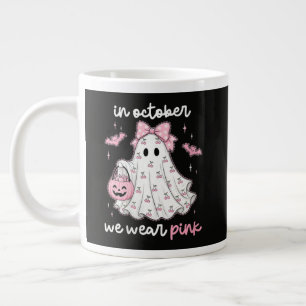 Grande Tasse en Octobre Nous Portons Rose Fantôme Halloween