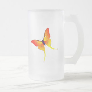 Grande tasse en verre givré de papillon orange de