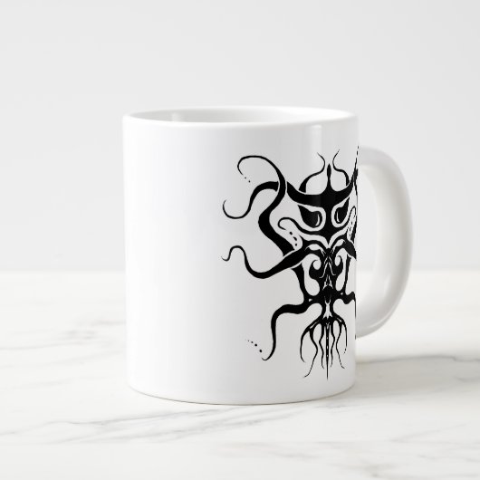 Grande Tasse Espèces Aliens Tatouage Tribal Design - noir (Devant droit)