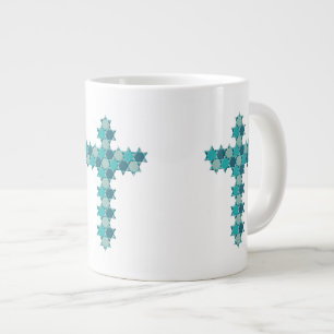 Grande Tasse Étoile de David Star Cross Blue Illusion optique