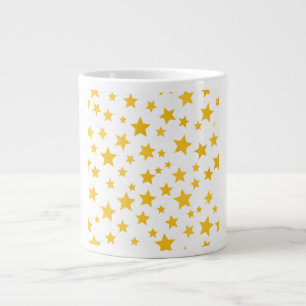Grande Tasse étoiles dorées sur fond blanc