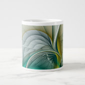 Grande Tasse Évolution fractale, art abstrait turquoise doré (Devant)