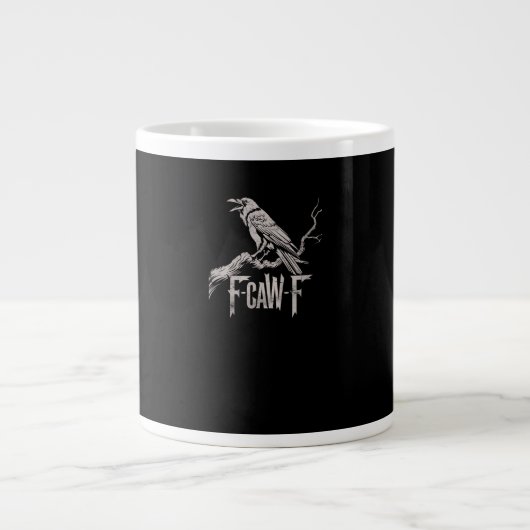 Grande Tasse F-Caw-F Crow Pun Funny Bird Cawing Grunge Back Tri (Devant)