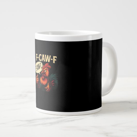 Grande Tasse F Caw F Funny Angry Rooster Graphic Retro Style (Devant droit)