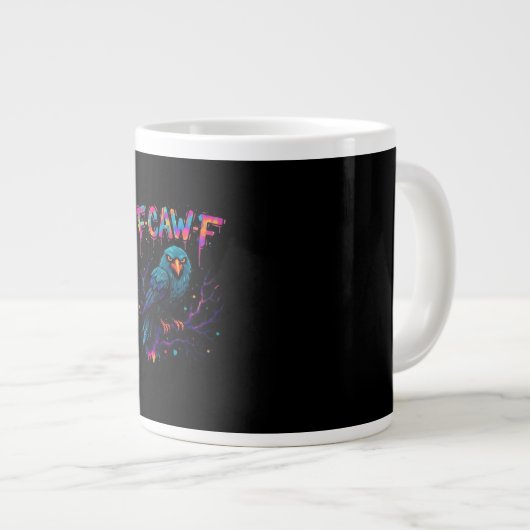 Grande Tasse F Caw F Funny Bird Crow Raven Pun Joke Saying (Devant droit)