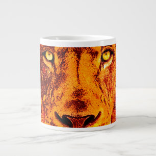 Grande Tasse Face orange du lion avec flammes