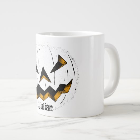 Grande Tasse Face simple de citrouille jack-o-lanterne Hallowee (Devant droit)
