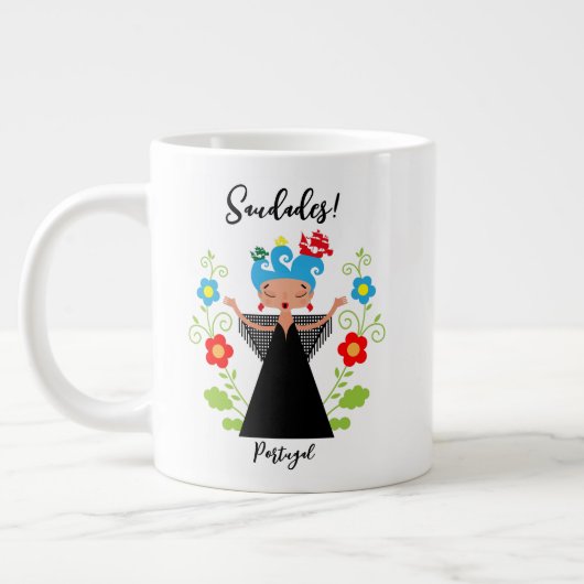 Grande Tasse Fado chanteuse avec caravelle portugaise (Gauche)