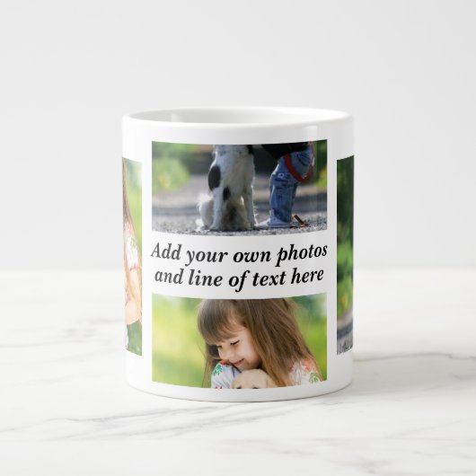 Grande Tasse Faites votre propre collage photo et texte (Devant)