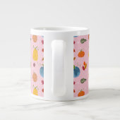 Grande Tasse Fall Leaves and Gourds on Pink Background (Dos)