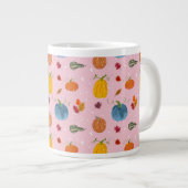 Grande Tasse Fall Leaves and Gourds on Pink Background (Devant droit)