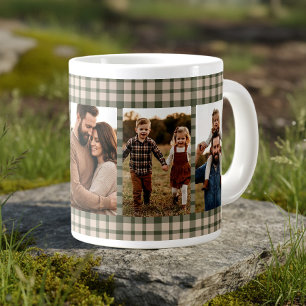 Grande Tasse Famille à carreaux rustique Photo verte 5 Image ve