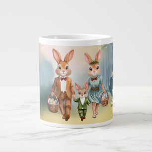 Grande Tasse Famille de lapins de Pâques à la chasse aux œufs -