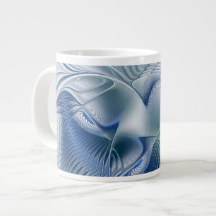 Grande Tasse Fantaisie dynamique Abstrait Tons bleus Art fracta