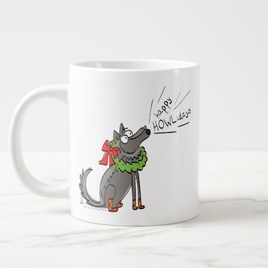 Grande Tasse Fantaisie Loup Noël Joyeux Howlidays Holiday (Gauche)