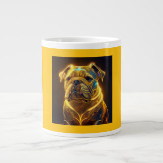 Grande Tasse Fantasy Image Neon Yellow English Bulldog