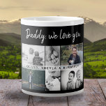 Grande Tasse Father with Kids and Family Dad Photo Collage<br><div class="desc">Père avec enfants et famille Papa Photo Collage Giant Coffee Mug. Collage de 6 photos, nom du père avec un doux message dans un script blanc tendance et noms d'enfants qui superposent les photos. Ajoutez vos 6 photos de famille préférées. Un cadeau pour un anniversaire, la fête des pères ou...</div>