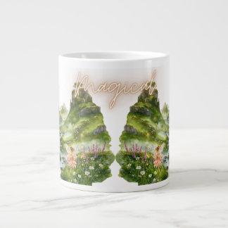 Grande Tasse Fées Magiques & Collines Vertes Fantaisie Aquarell